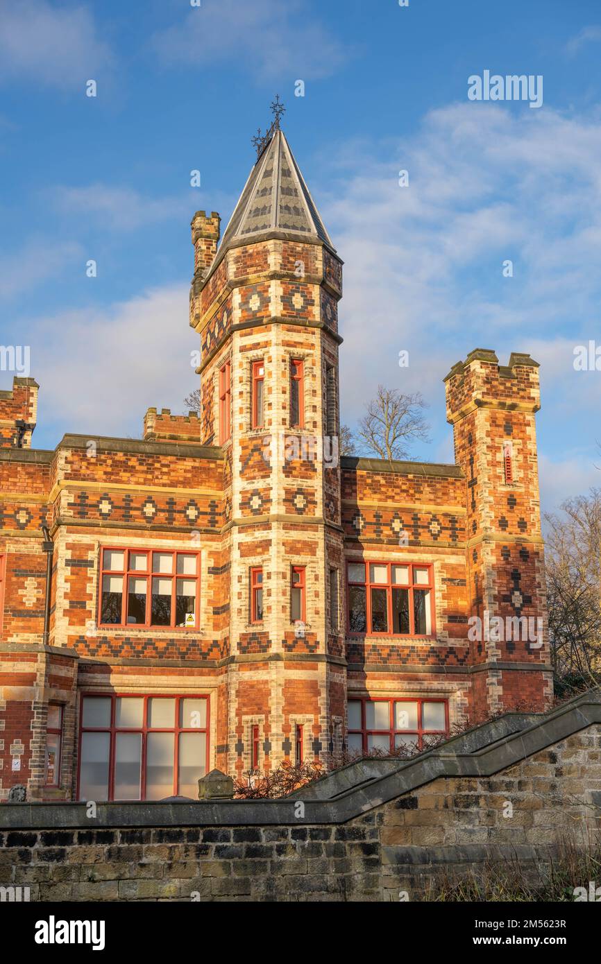 Saltwell Towers, built in 1862, in the public park - Saltwell Park in Gateshead, UK. Stock Photo