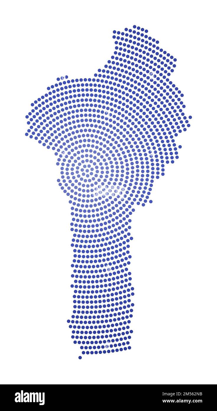Benin dotted map. Digital style shape of Benin. Tech icon of the country with gradiented dots. Superb vector illustration. Stock Vector