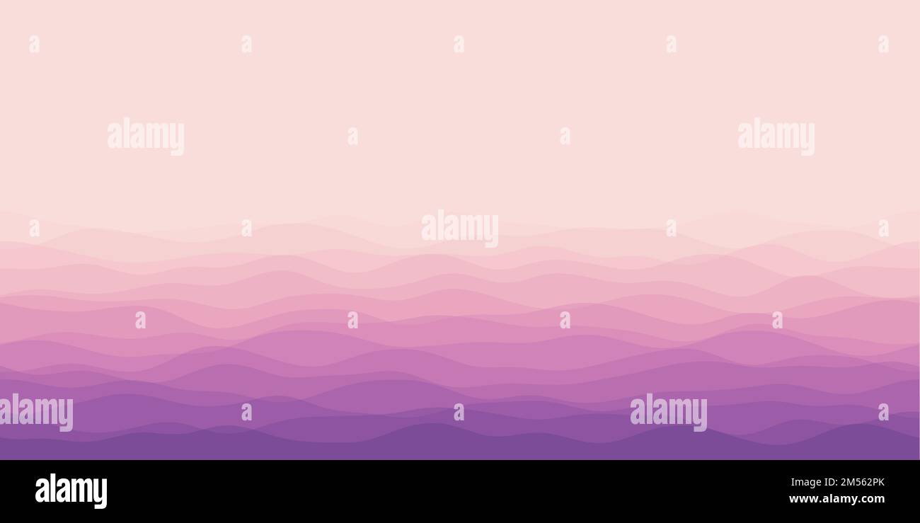 Abstract waves cover. Horizontal background with curves in purple and ...