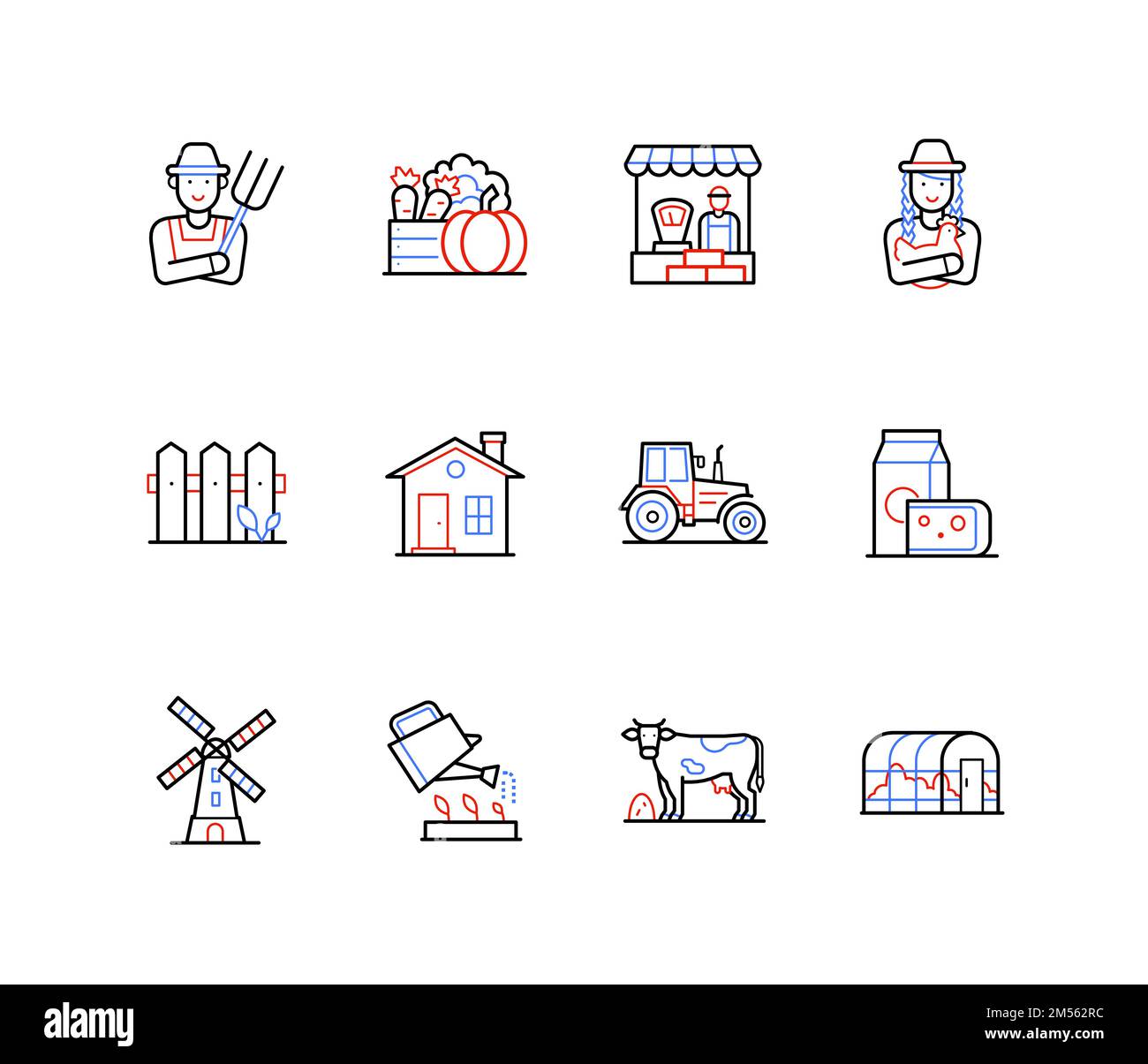 Farming and agriculture - modern colorful line design style icons Stock ...