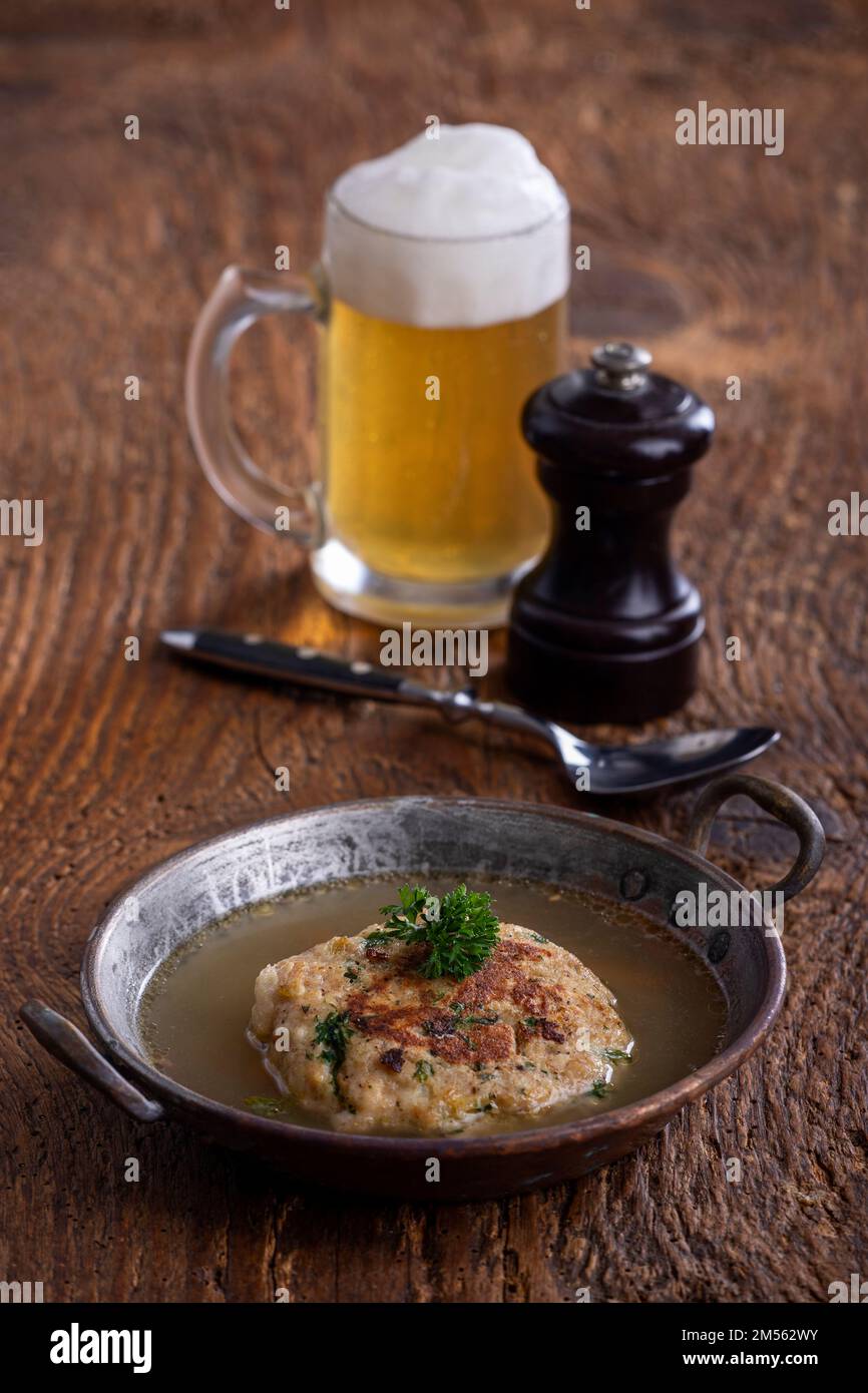 austrian soup in a copper pot Stock Photo