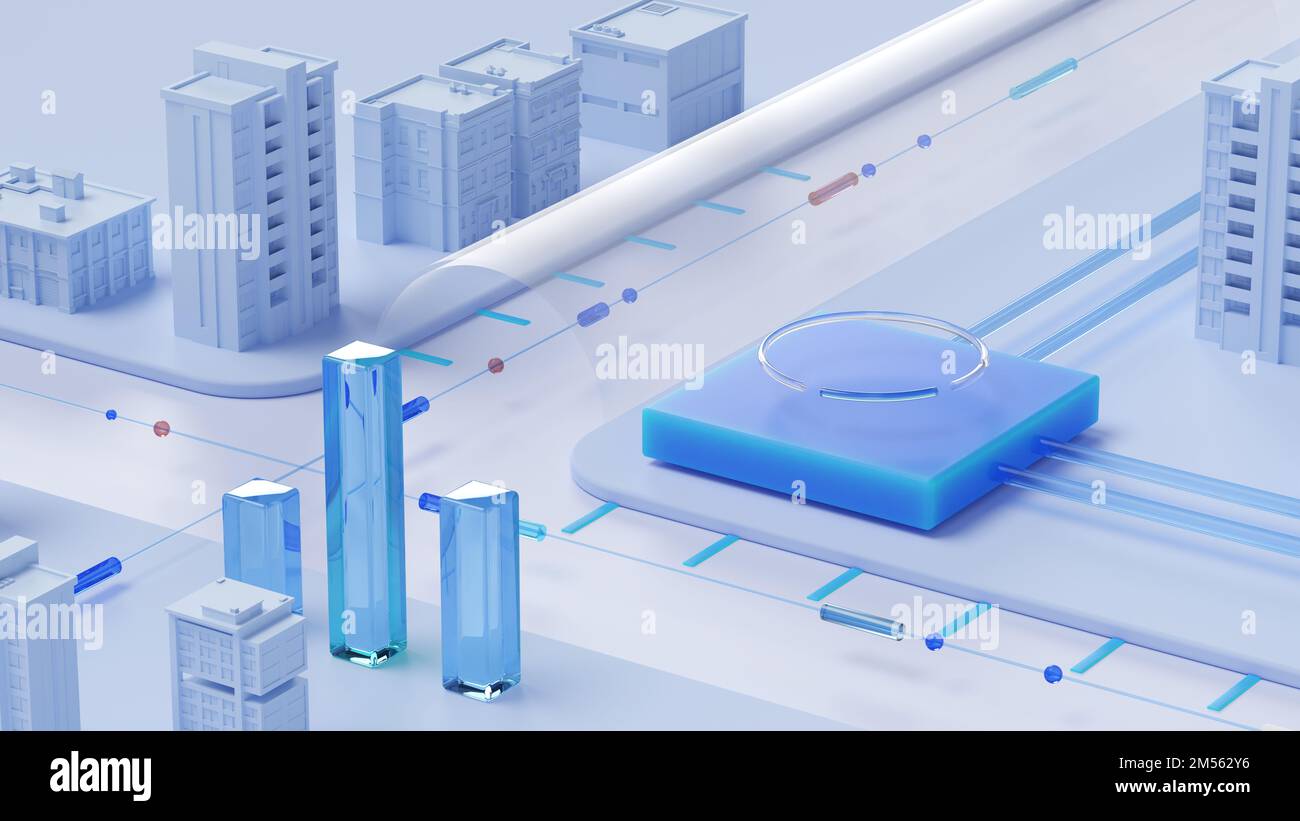 Digital technology smart city concept. 3d rendering Stock Photo