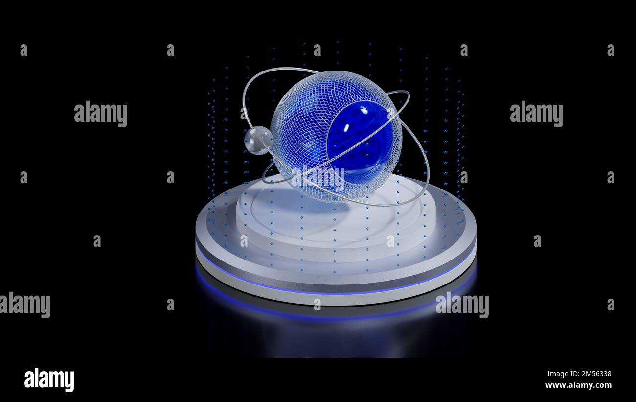 Blue glass sphere 3d element on black background. 3d rendering Stock ...