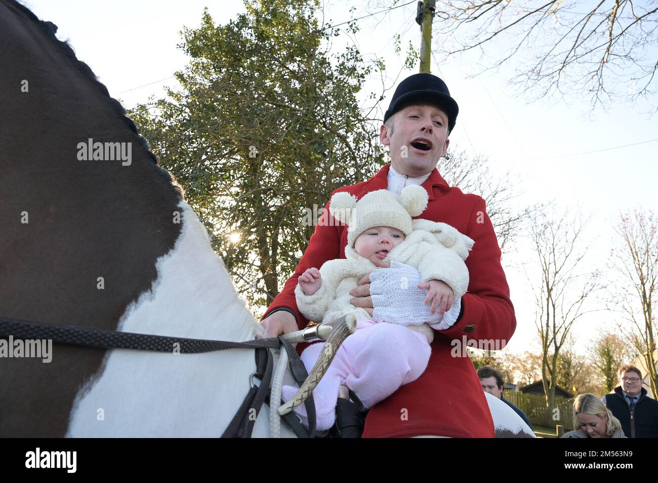 Matching Green Essex, UK. 26th Dec, 2022. The Hunt Master with a young