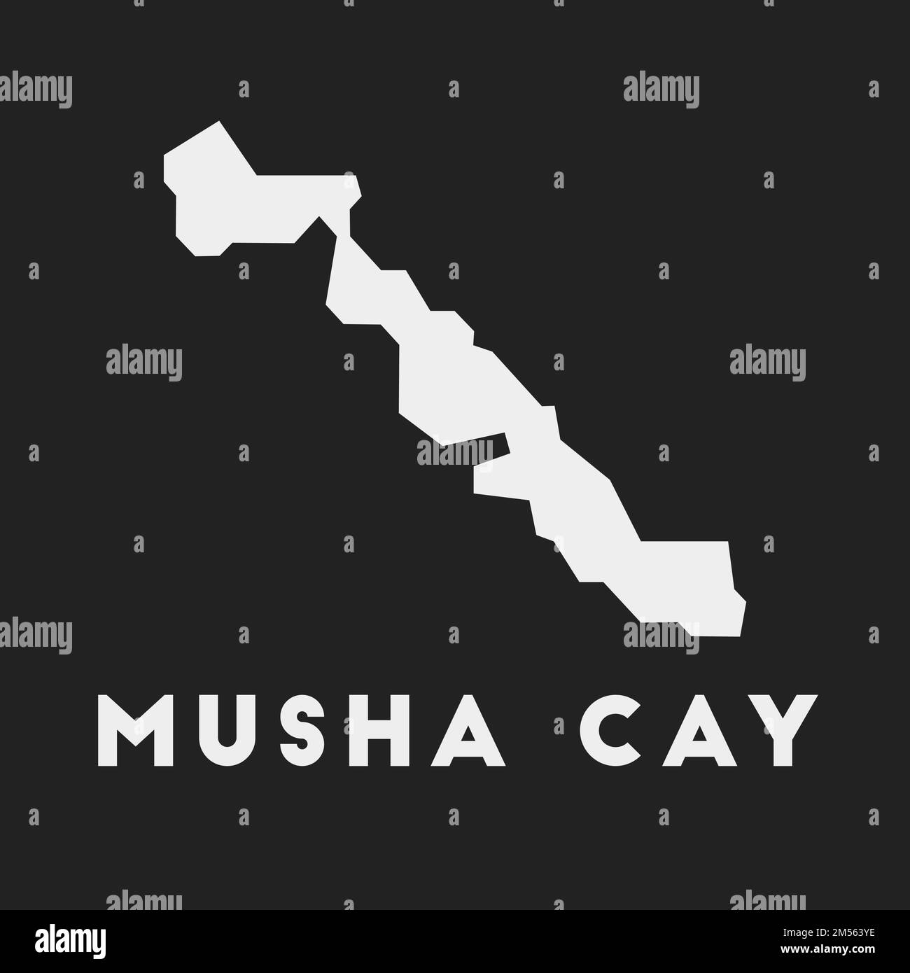 Musha Cay icon. Island map on dark background. Stylish Musha Cay map with island name. Vector illustration. Stock Vector