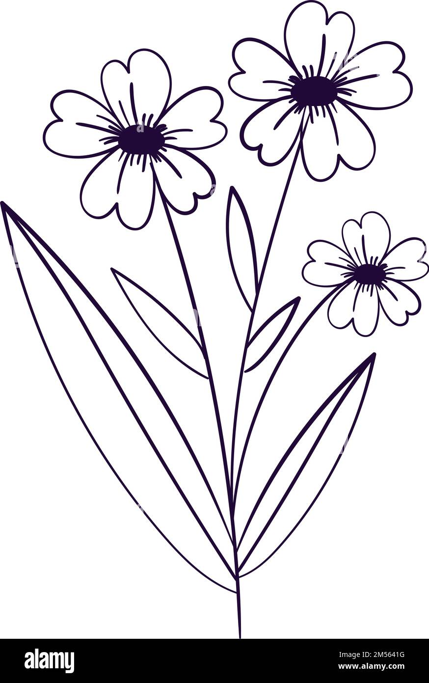 doodle flowers leaves Stock Vector Image & Art - Alamy