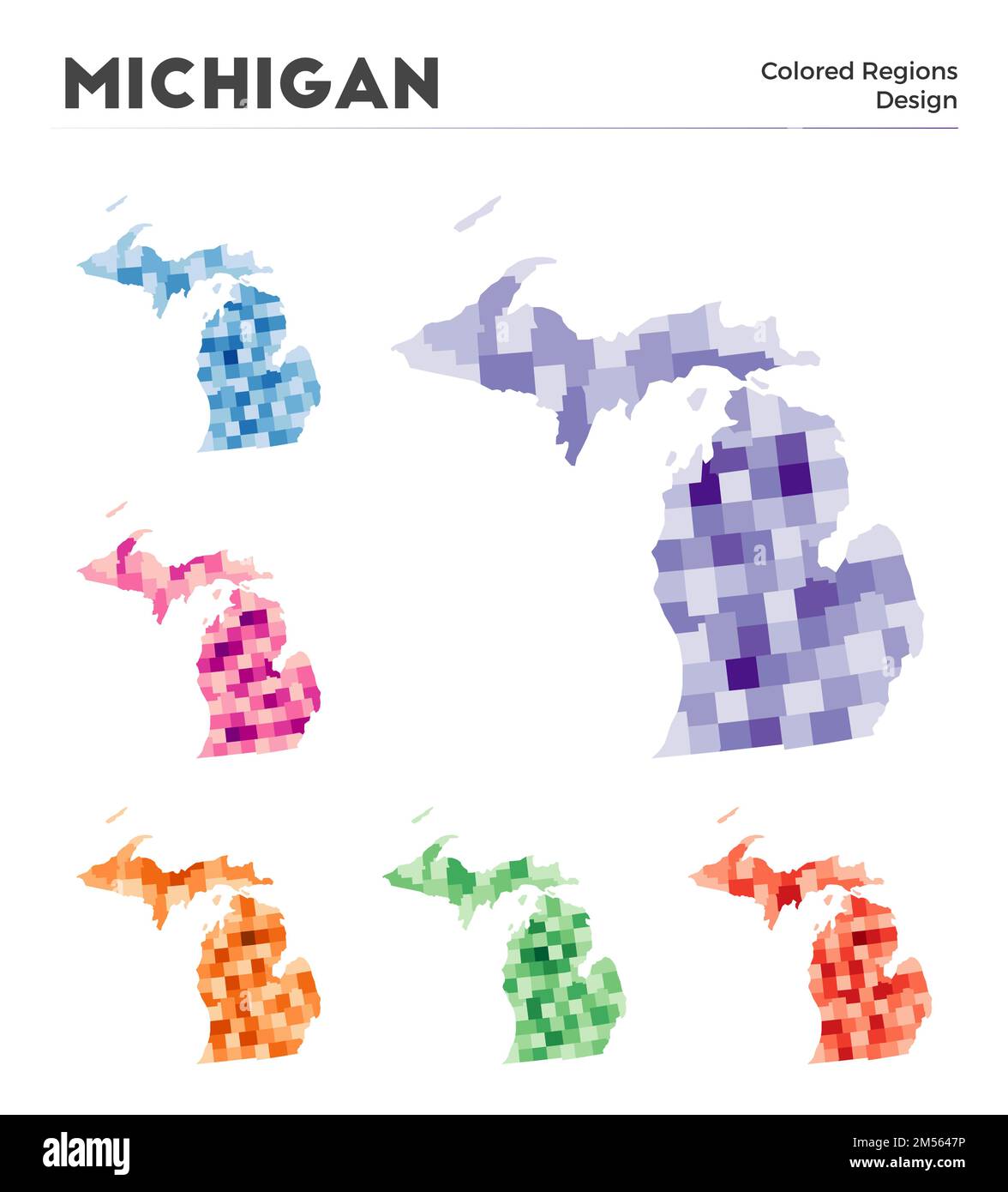 Michigan map collection. Borders of Michigan for your infographic