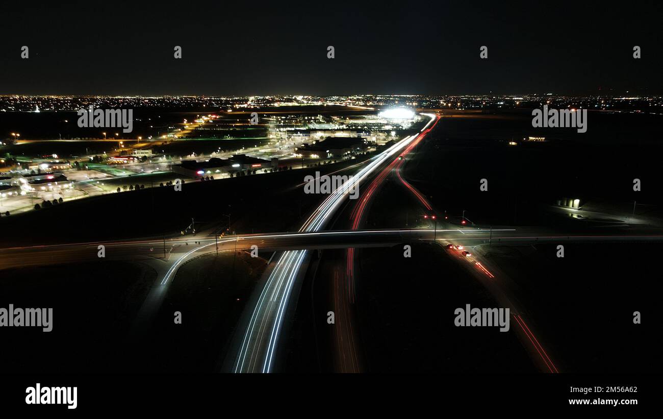 A long exposure shot of the highway in the city at night Stock Photo ...