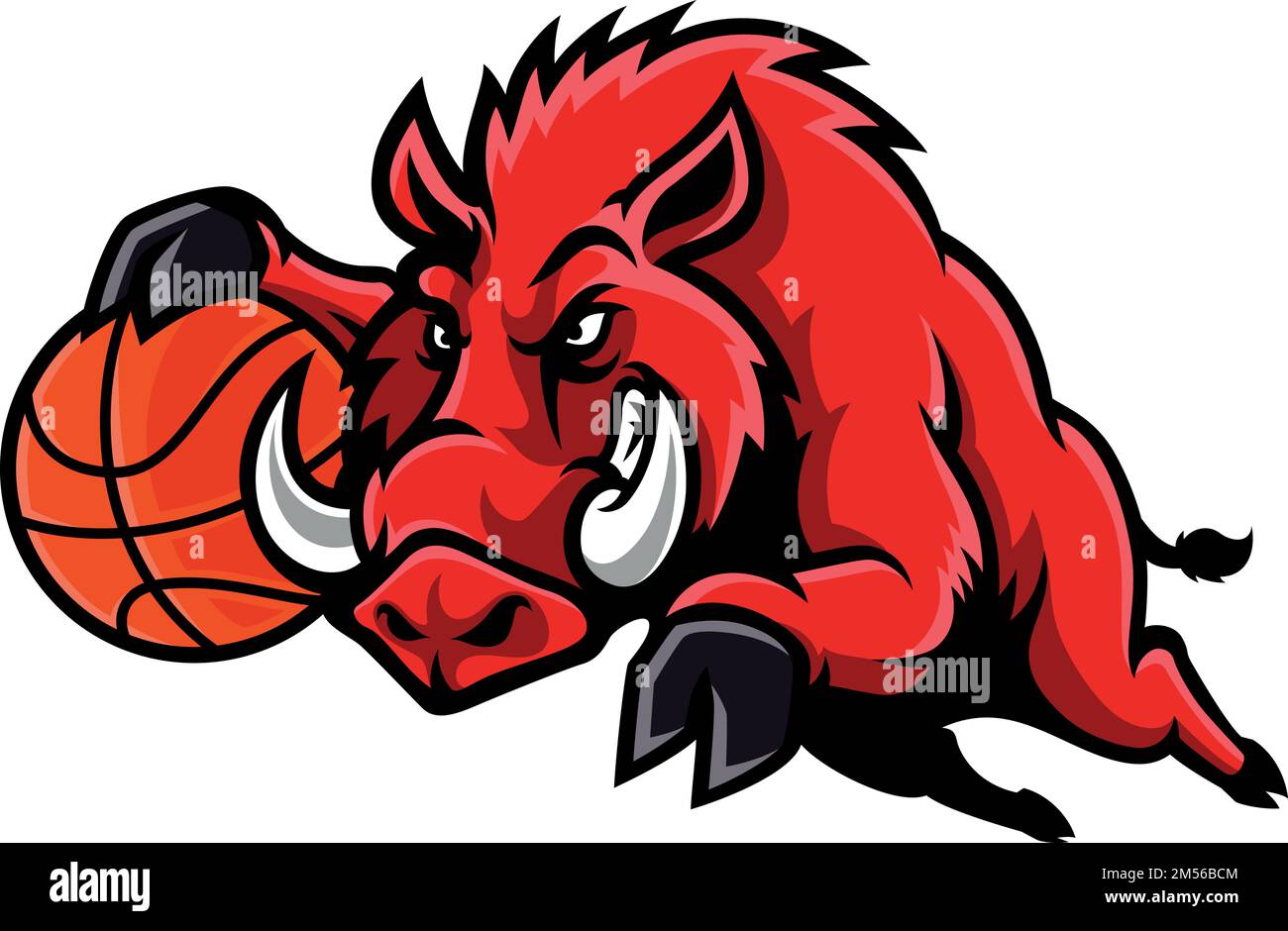 aggressive-razorback-hog-mascot-playing-basketball-stock-vector-image