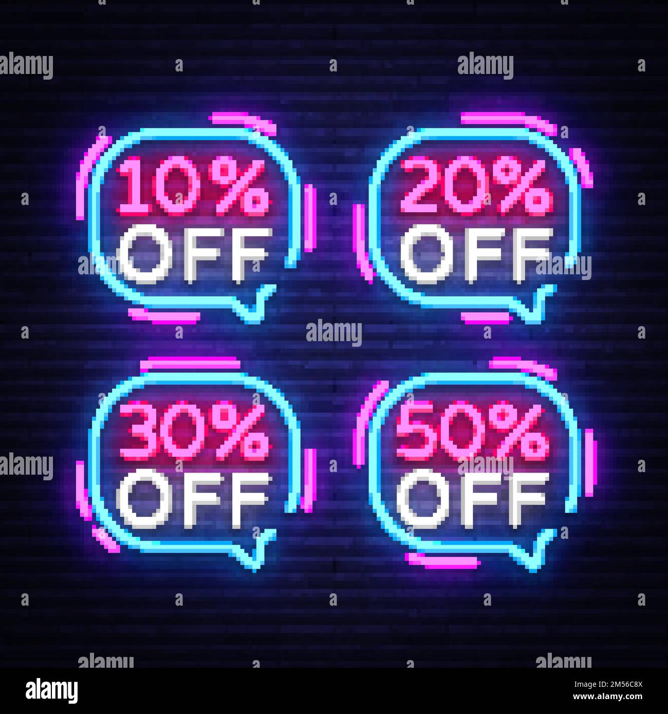 Sale tags Neon Text Vector. Sale tags neon sign, design template, modern trend design, night neon signboard, night bright advertising, light banner, l Stock Vector