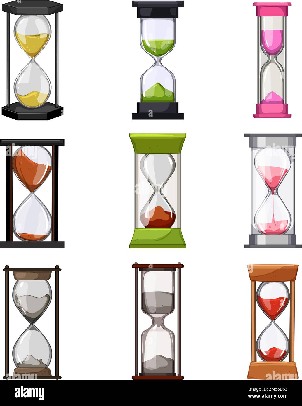 sandglass hourglass set cartoon vector illustration Stock Vector Image ...