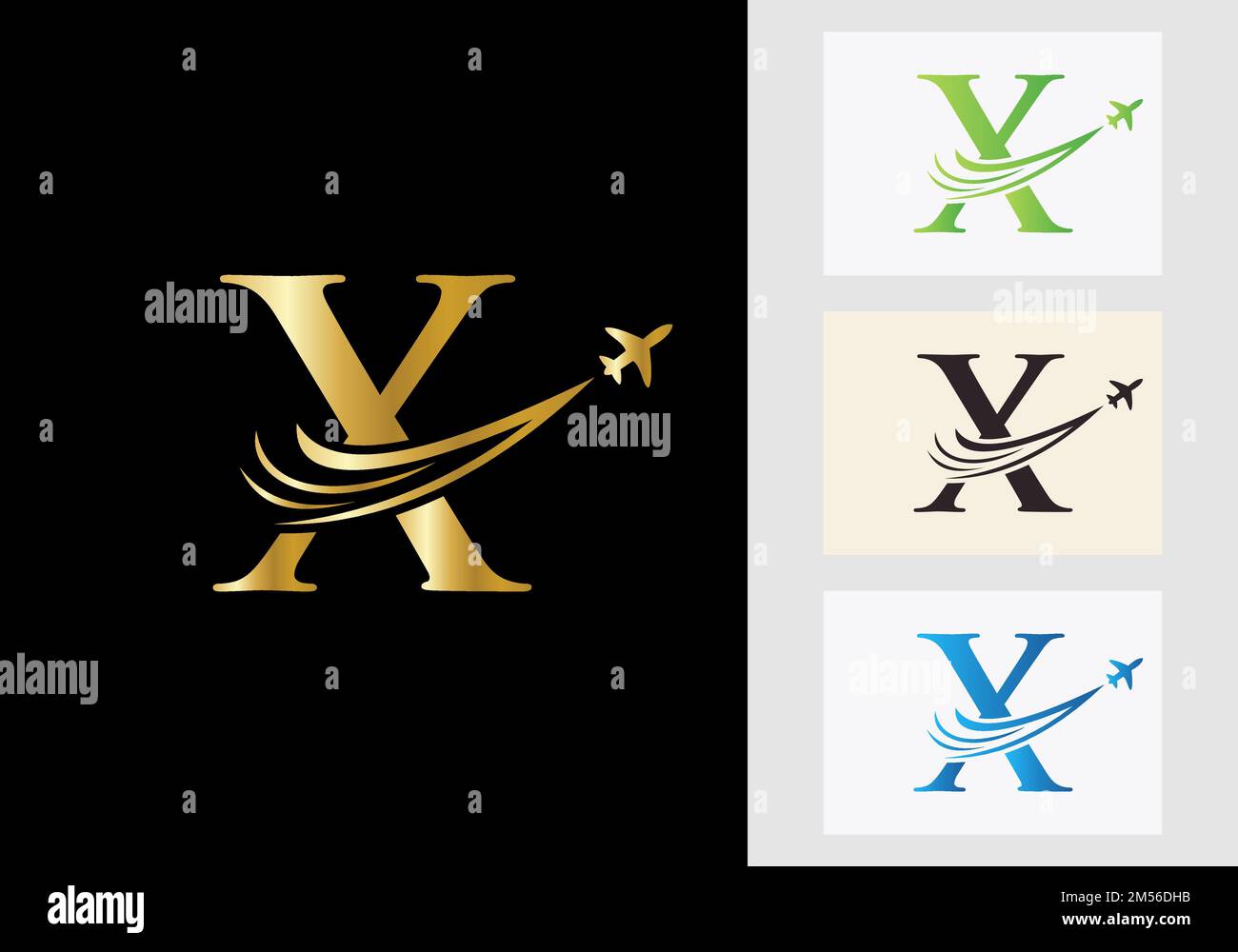 Letter X Travel Logo Concept With Flying Air Plane Symbol Stock Vector ...