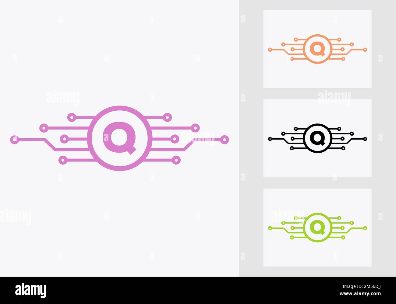 Letter Q Technology Logo Design Template. Network Logo Design Stock ...