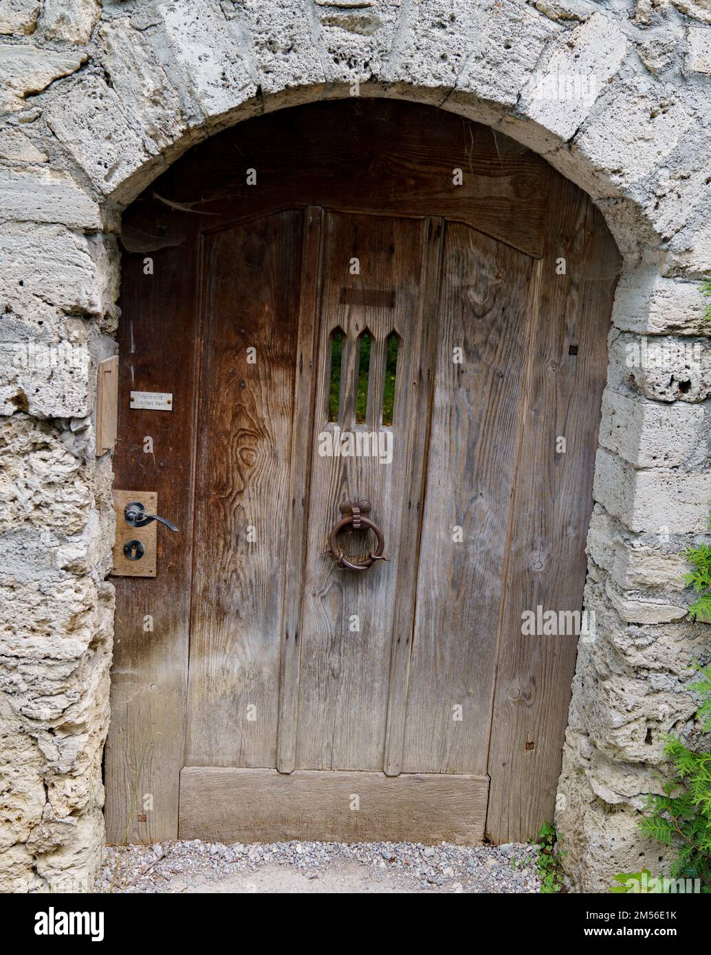 Old wooden door in a historic stone castle Stock Photo - Alamy