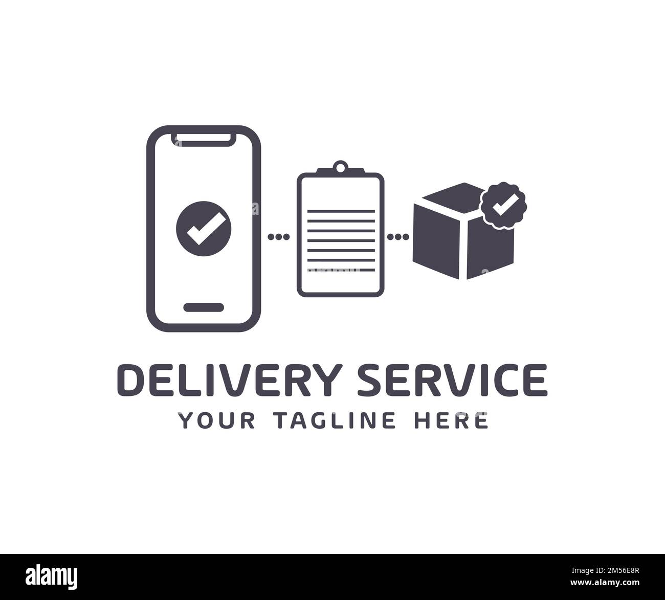Delivery service or online order application. Parcel tracking app logo design. Online Parcel Inspection Concept. Technology, tracking and shipment. Stock Vector