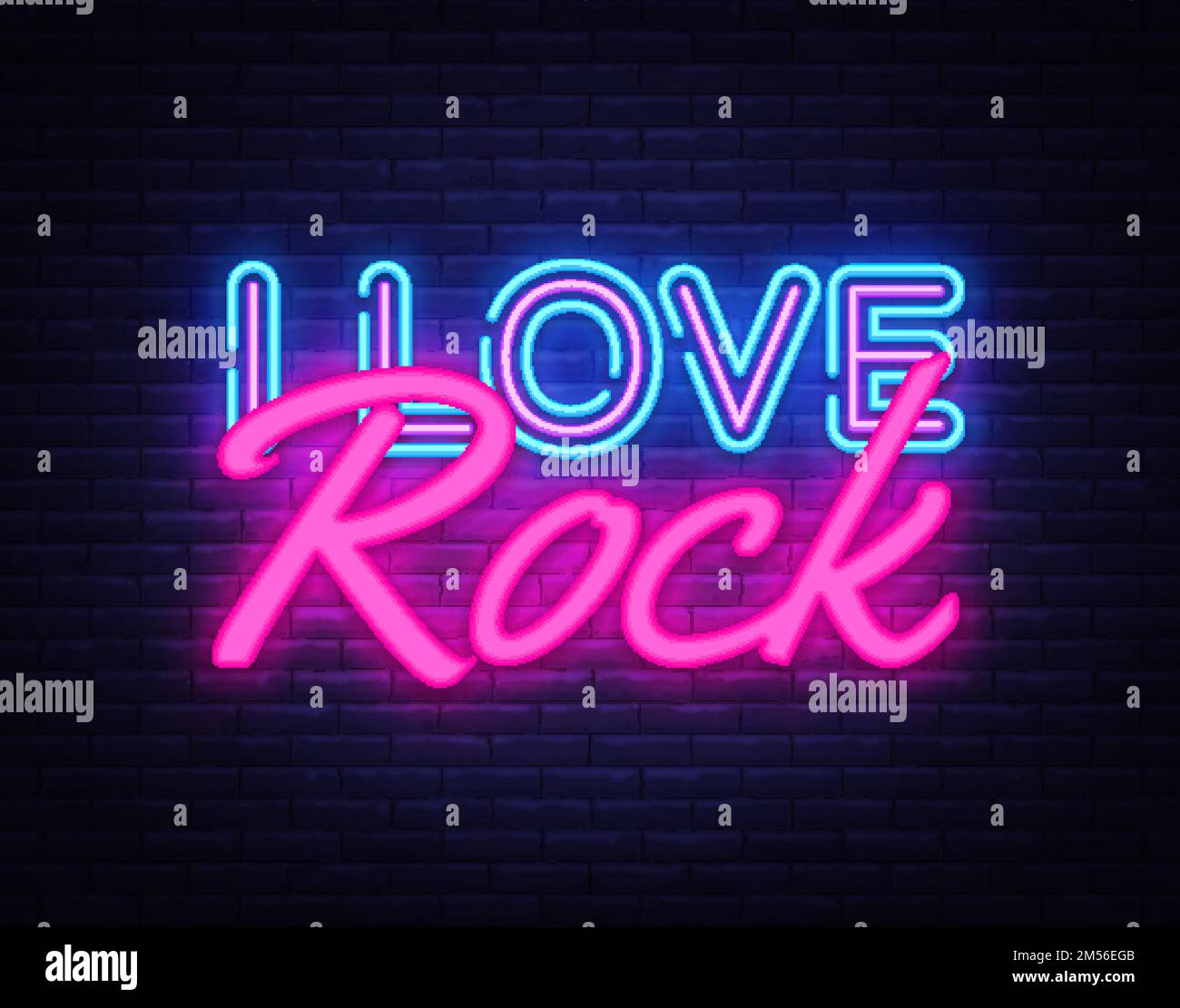 I Love Rock Neon Text Vector. Rock Music neon sign, design template ...