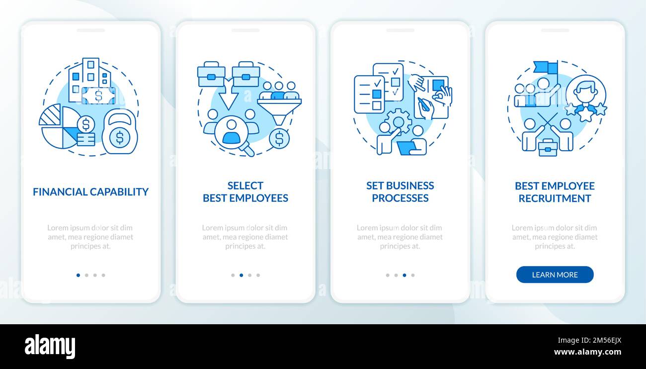 Bring company teams together blue onboarding mobile app screen Stock ...