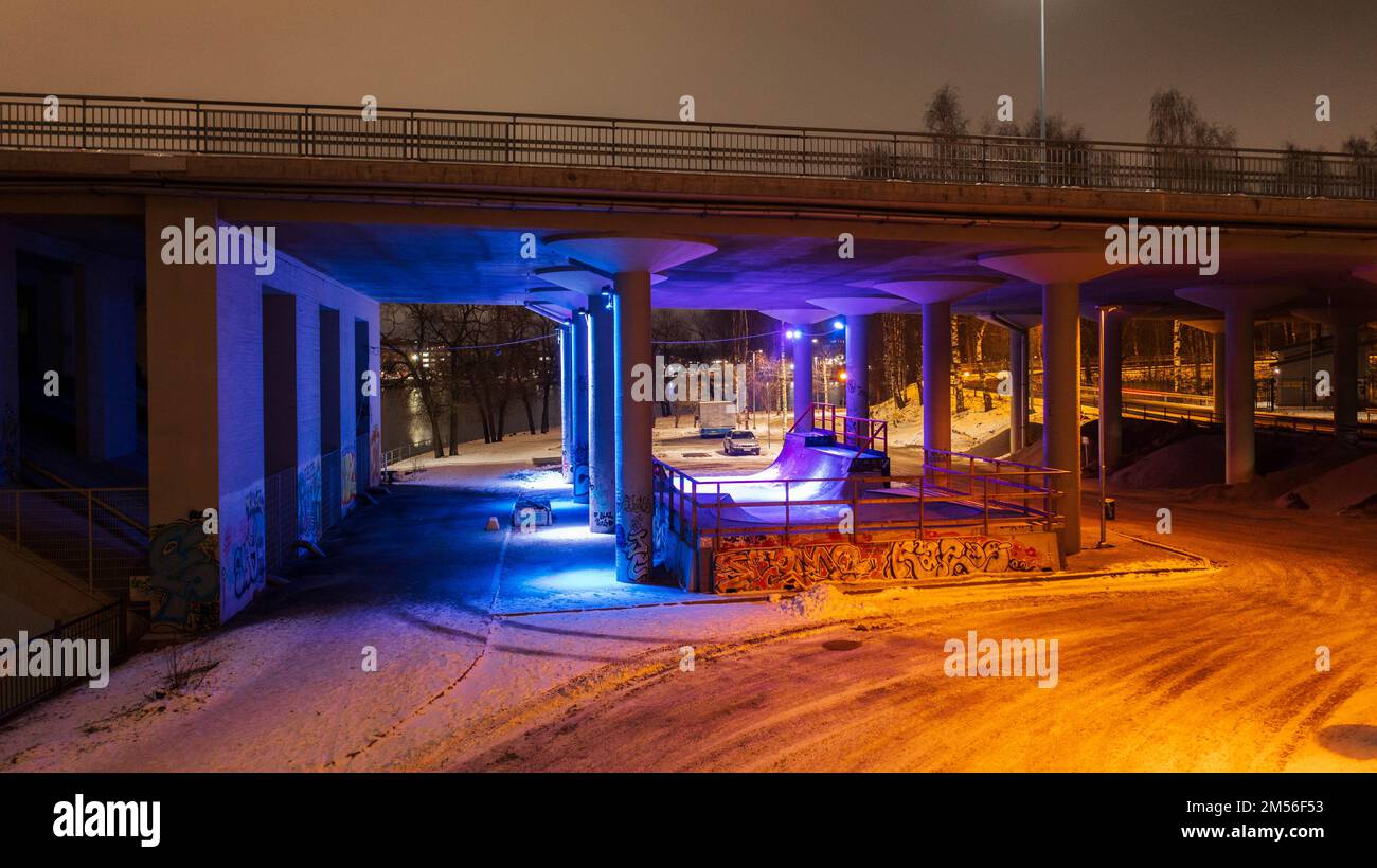 Skate park under the bridge Stock Photo Alamy