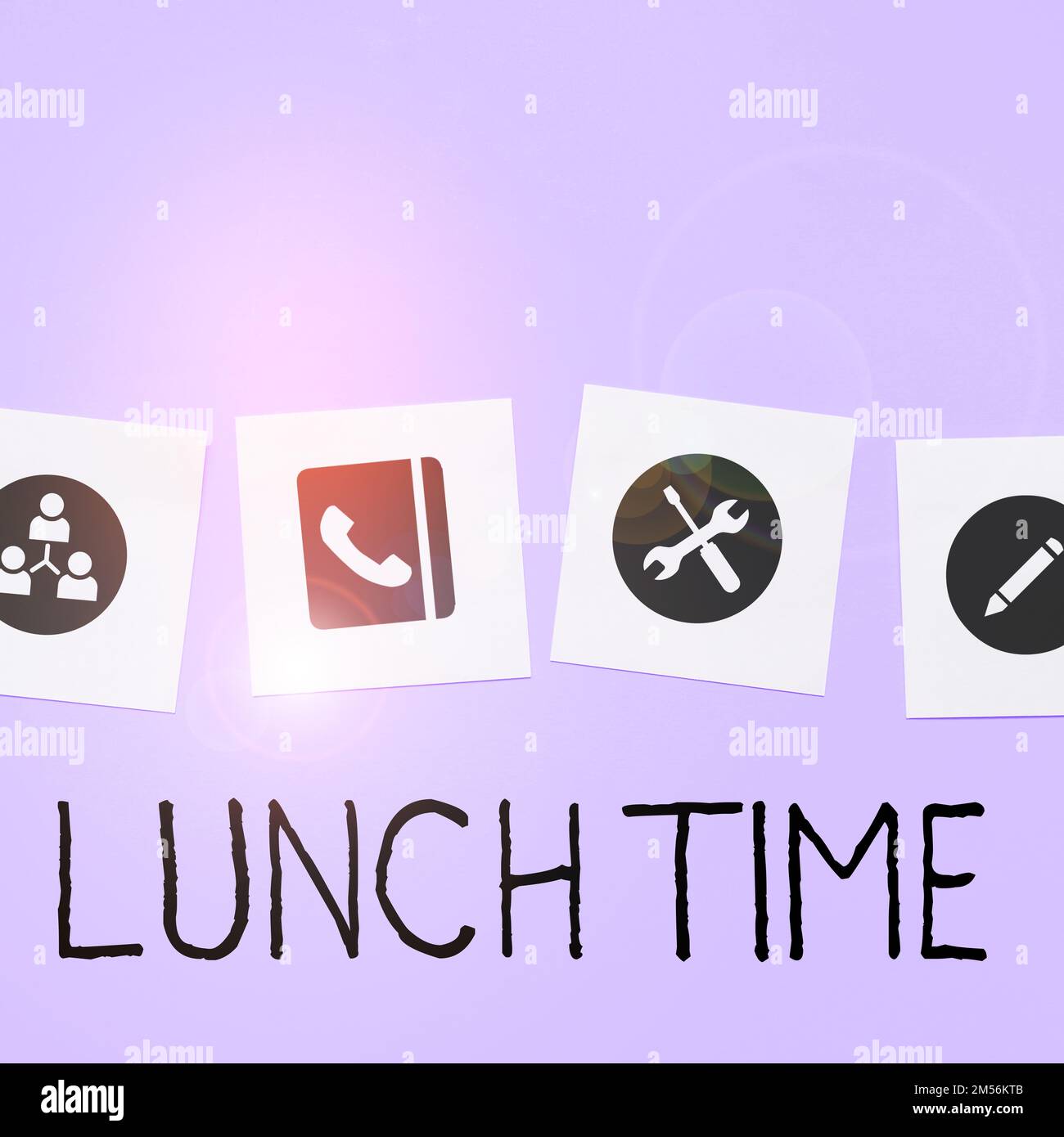 Conceptual caption Lunch Time. Business concept Meal in the middle of ...