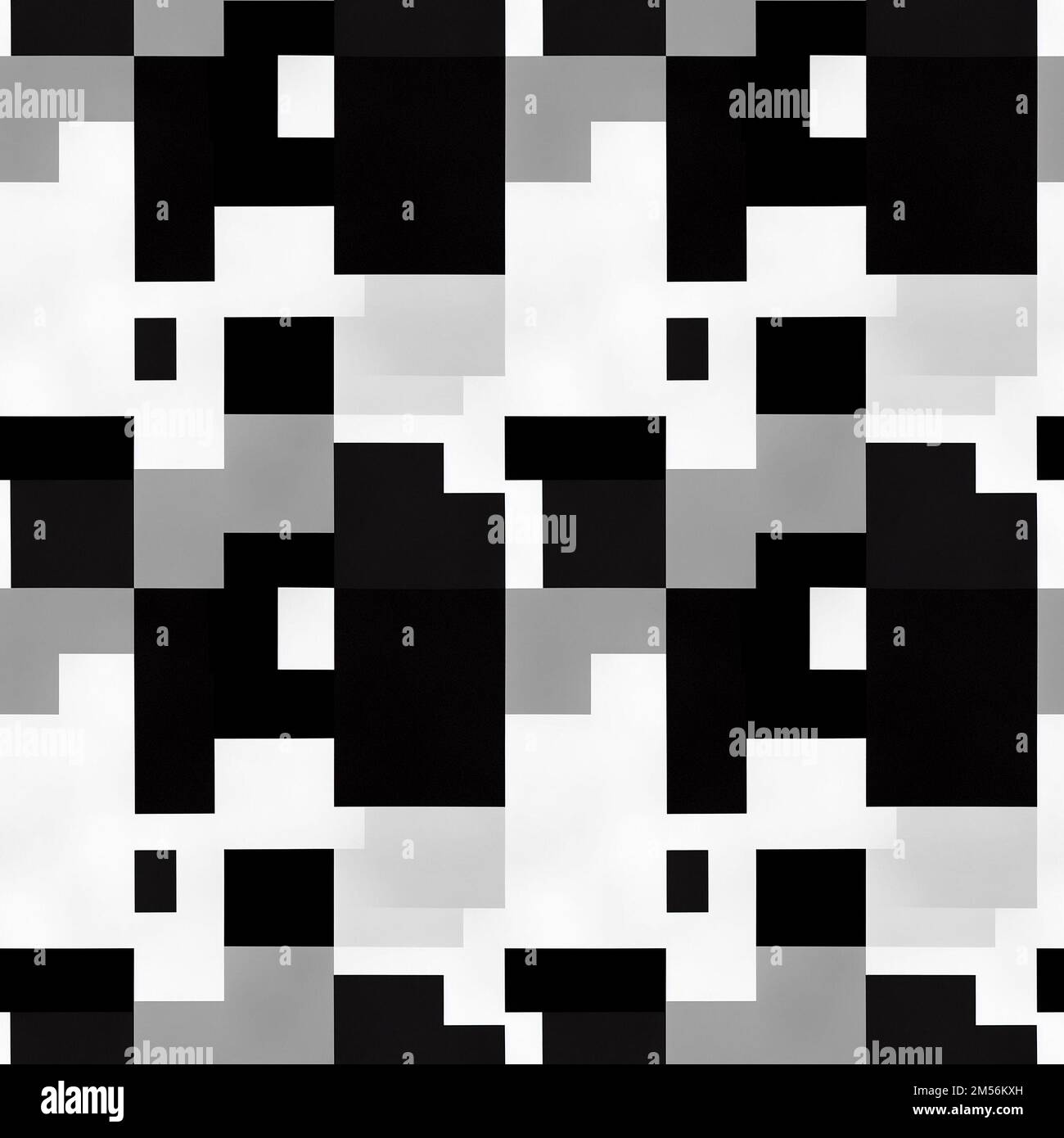 Geometric abstract vector pattern with black and white shapes. Geometric graphics composition. Seamless background Stock Photo