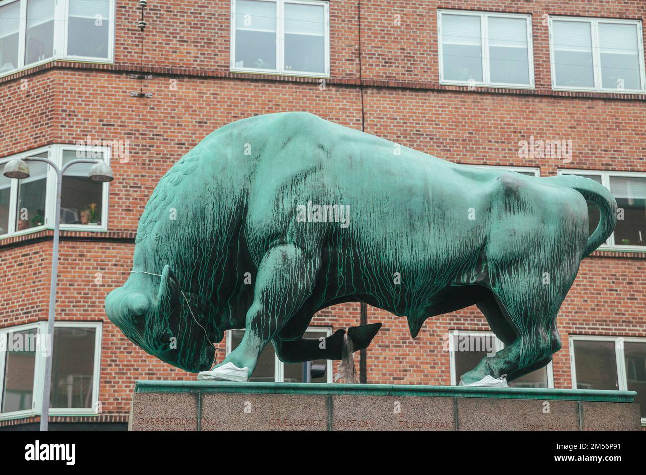 Bronze statue of a bull in Denmark Stock Photo Alamy