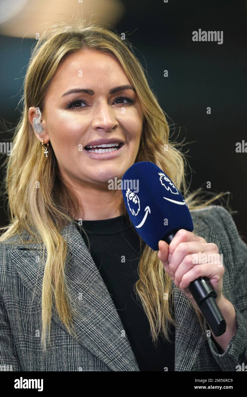 Amazon Prime's Laura Woods prior to the Premier League match at Villa