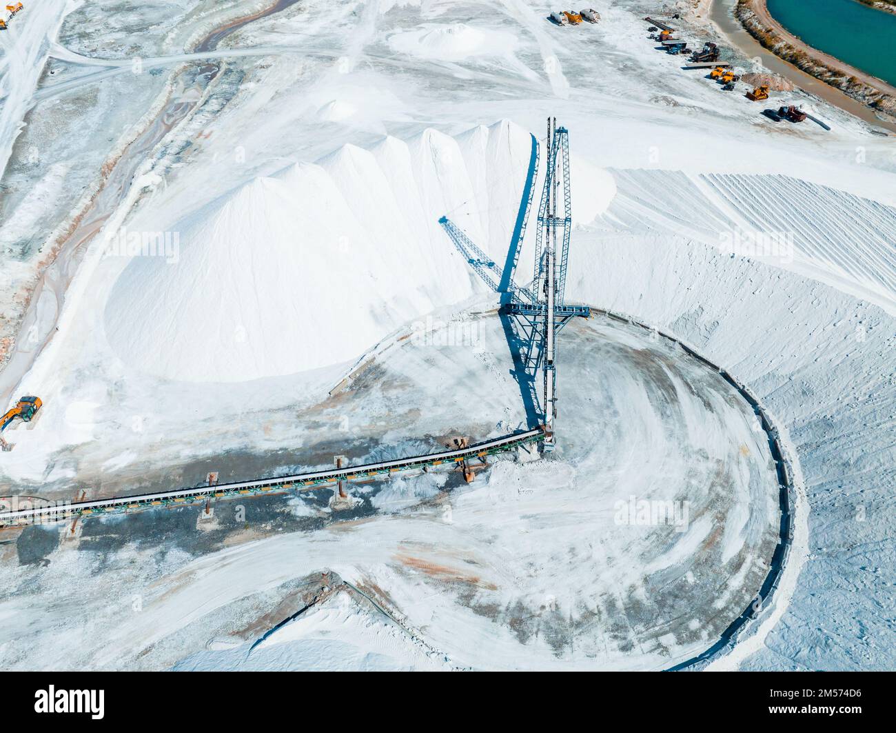 Salt Lake City, Utah landscape with desert salt mining factory Stock