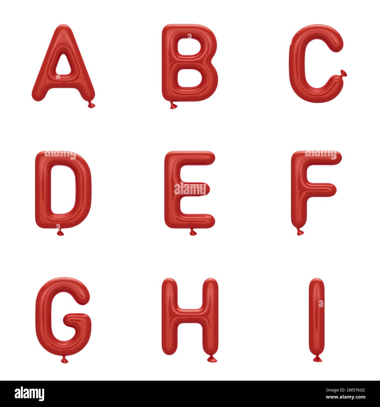 3D Render Set of Balloon Font including Letters, Numbers and Punctuation Marks isolated on white