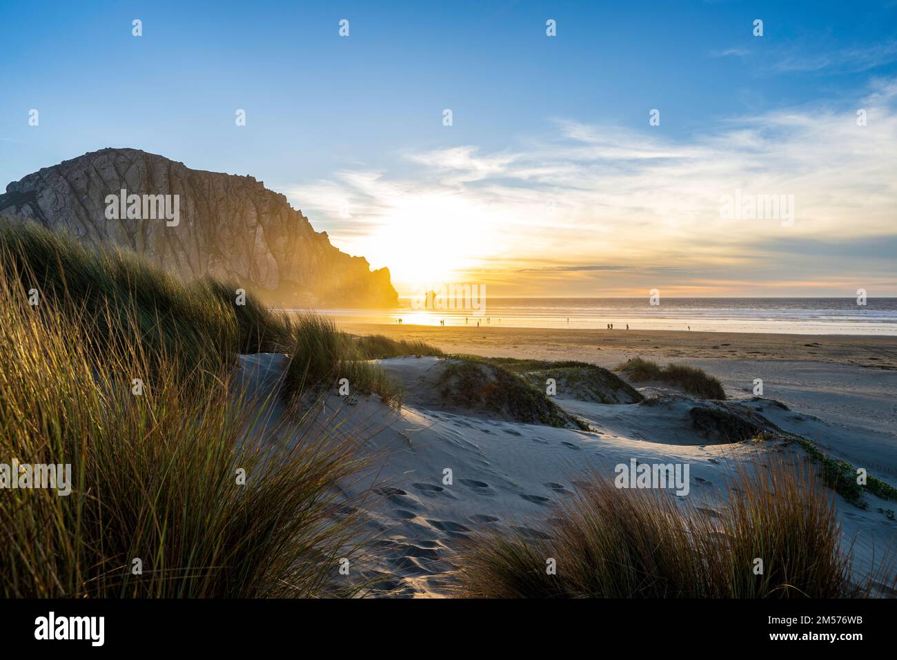 Morro Rock at sunset Stock Photo