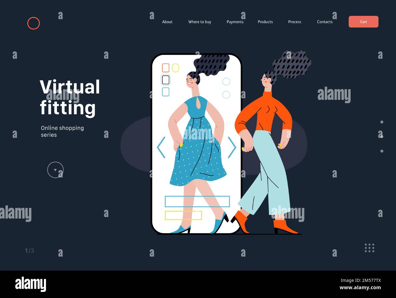 Virtual fitting Online shopping and electronic commerce series modern flat vector concept