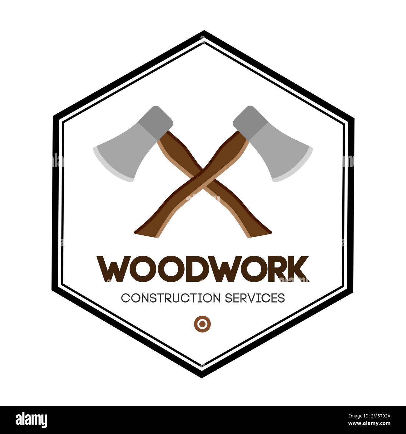 Crossed axe woodwork logo. Vector carpentry badge. Stock Vector