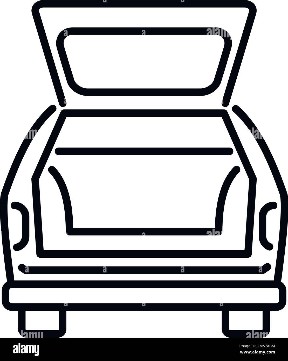 Family car trunk icon outline vector. Open vehicle. Travel bag Stock