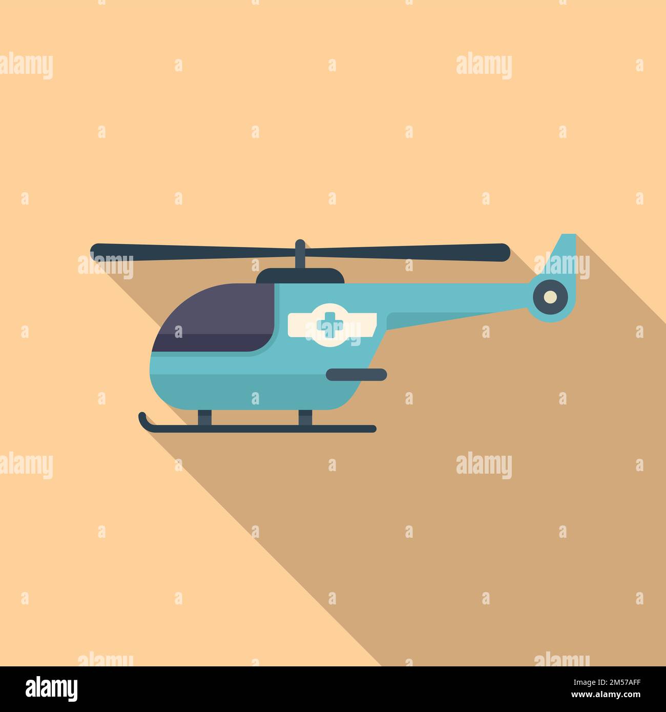 Medical rescue helicopter icon flat vector. Aerial guard. Air transport ...