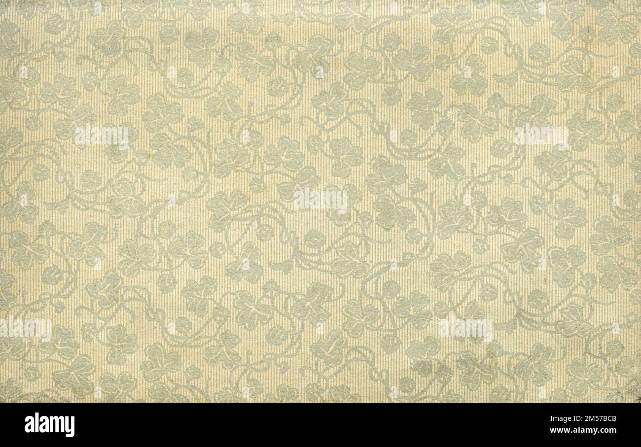 Used antique floral wallpaper with shamrocks, art nouveau, circa 1900