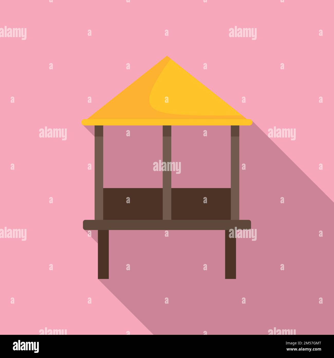 Floating market house icon flat vector. River boat. Traditional canal