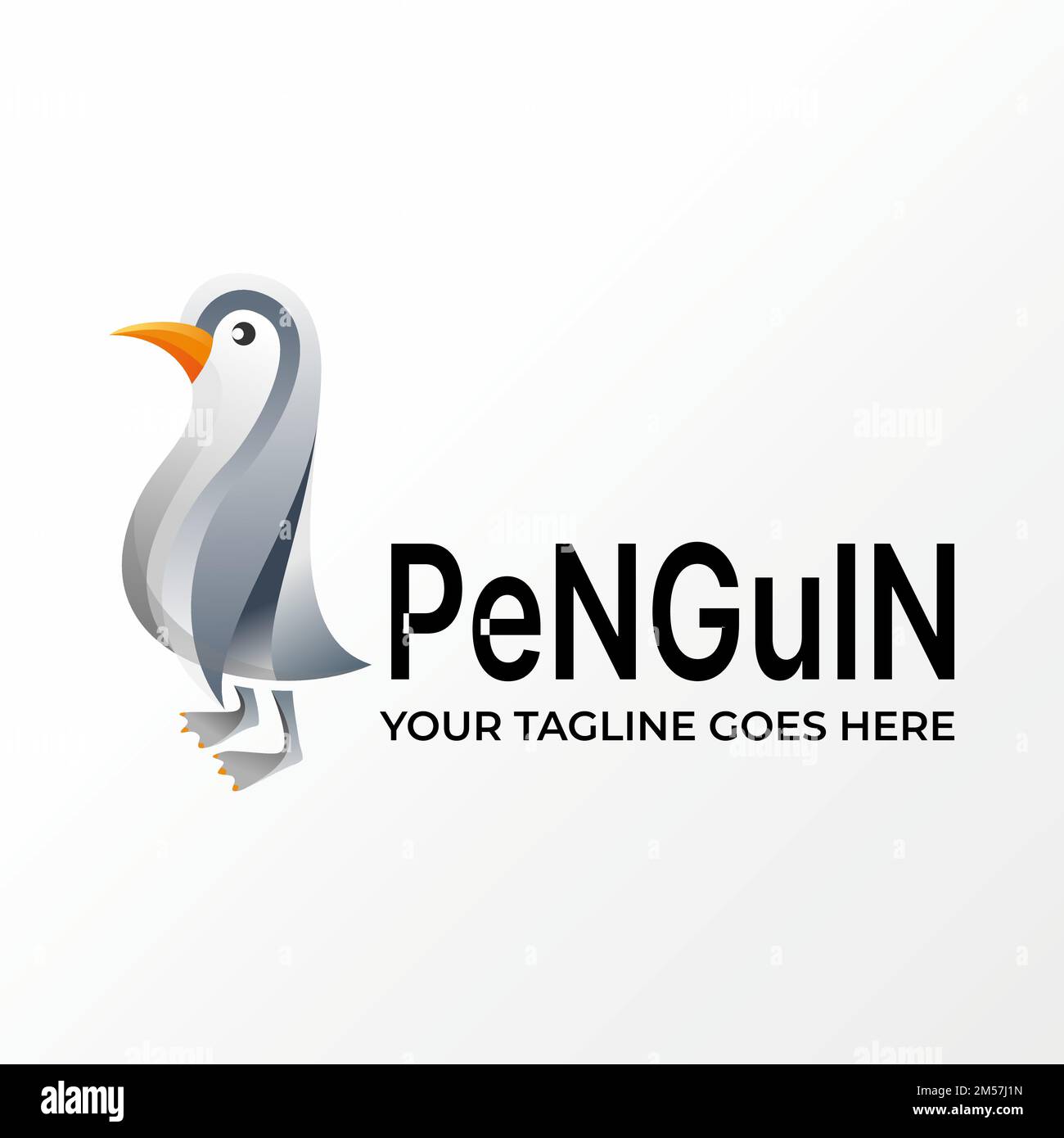Simple and unique cartoon penguin stand in attractive graphic icon logo design abstract concept vector stock. symbol relating to animal or character Stock Vector