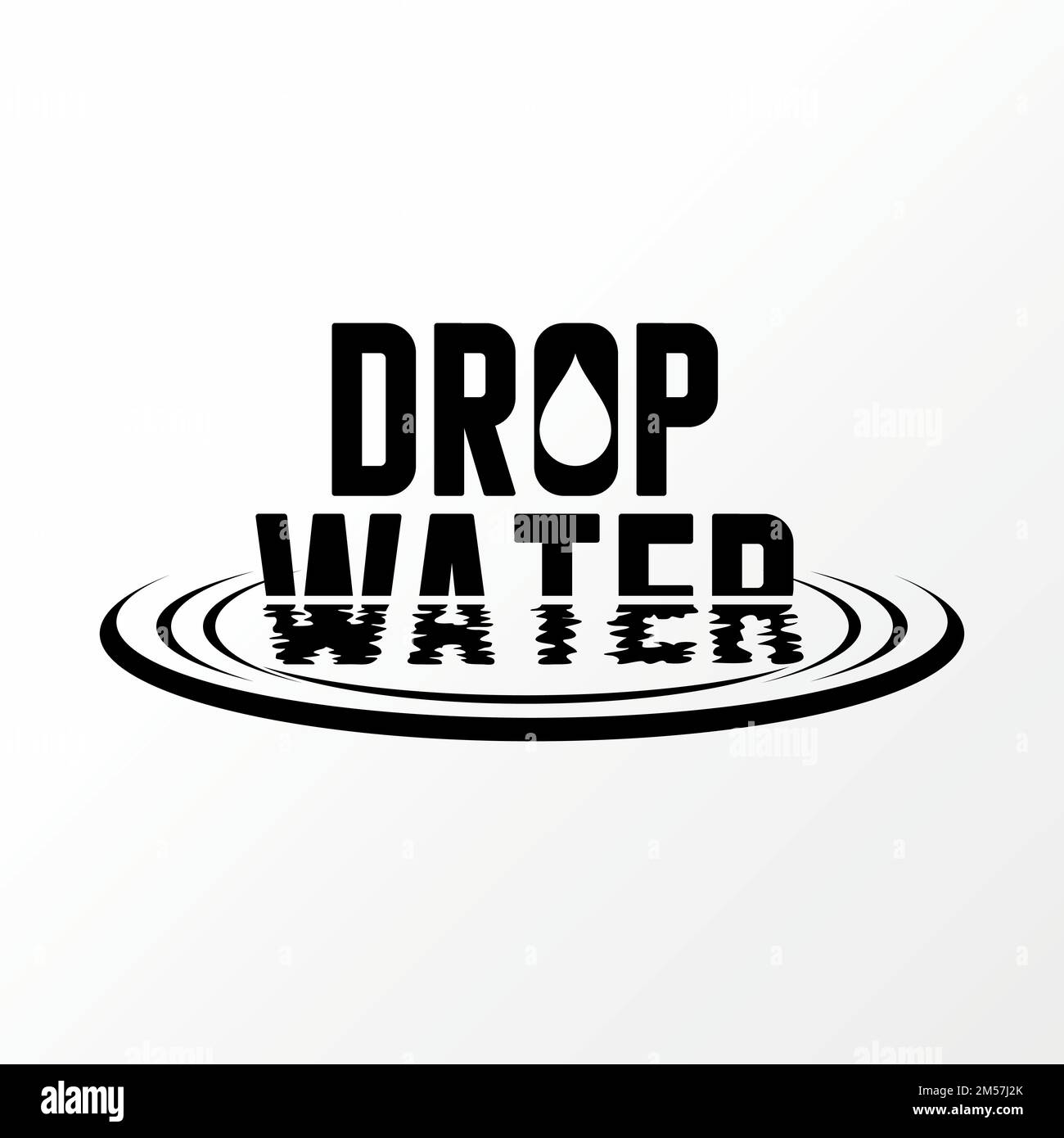 unique Letter or word DROP WATER writing font with water reflection graphic logo design abstract concept vector stock. relating to nature or plumbing Stock Vector