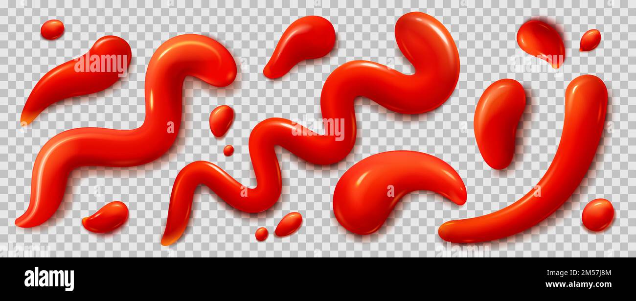 Red tomato sauce, ketchup stains and smears. Texture of strawberry jam