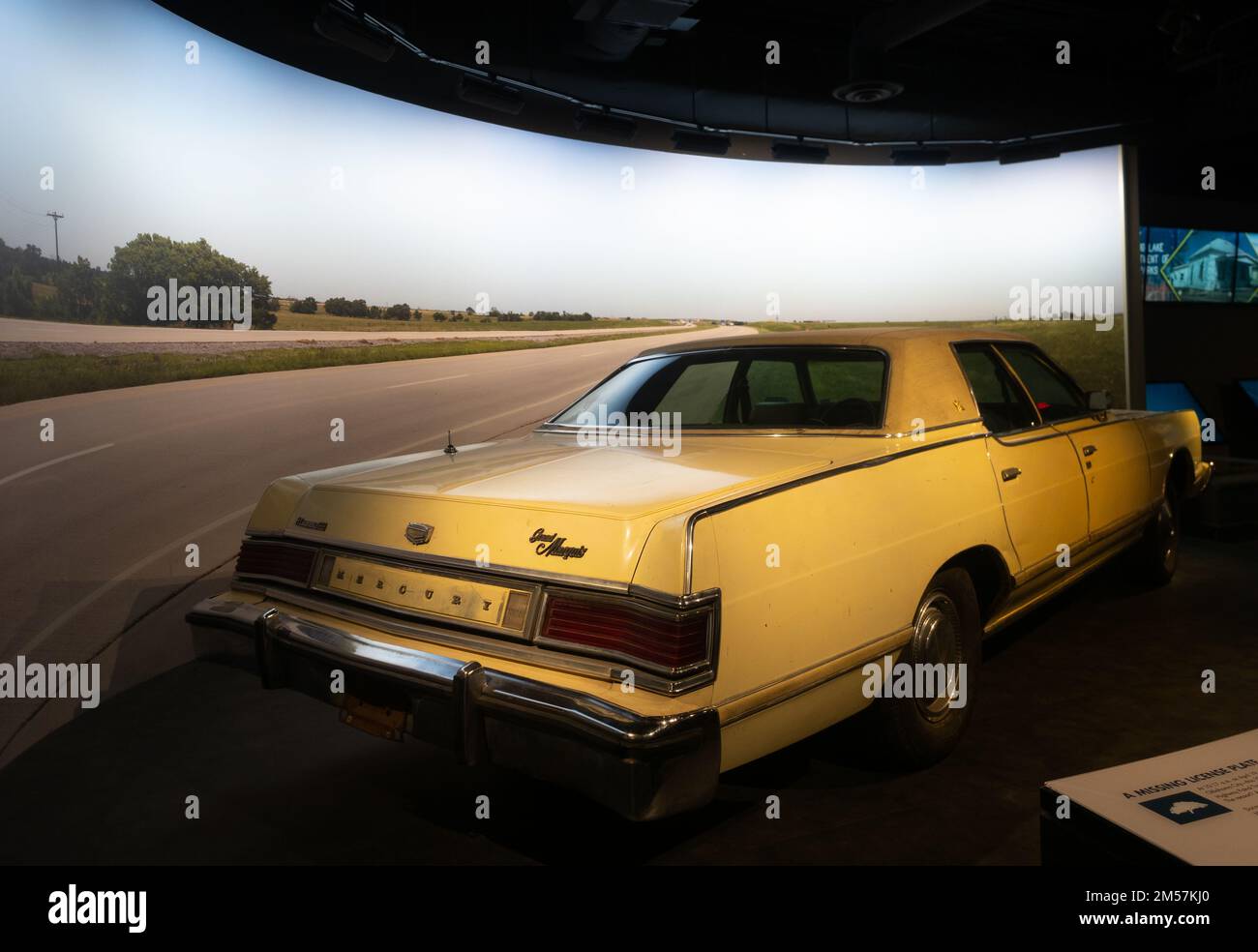 Timothy McVeigh's getaway car, a yellow Mercury Grand Marquis, displayed in the Oklahoma City National Memorial Museum in Oklahoma City. Stock Photo