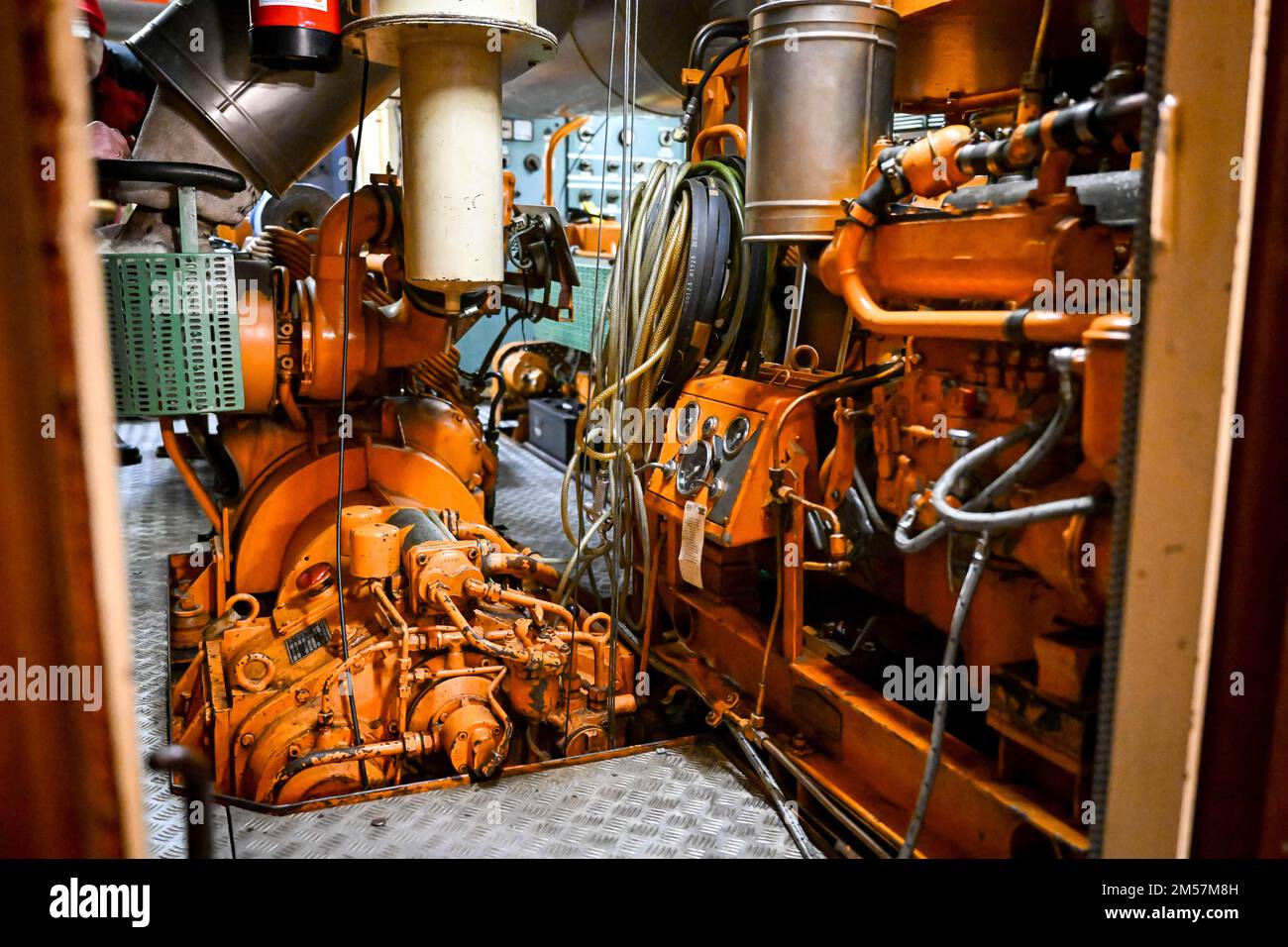 Bremen, Germany. 16th Dec, 2022. The engine room on the rescue cruiser ...