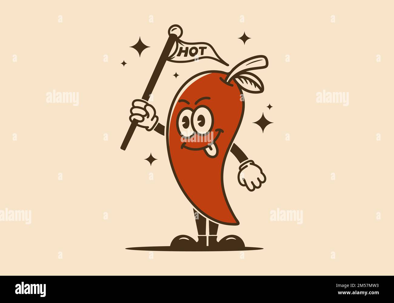 Illustration art design of a chili character with arms and legs Stock Vector