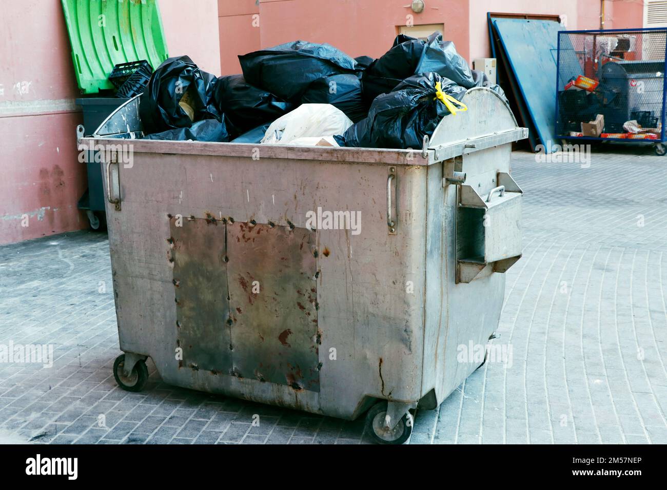 waste management system in public perspective. huge rubbish bin for