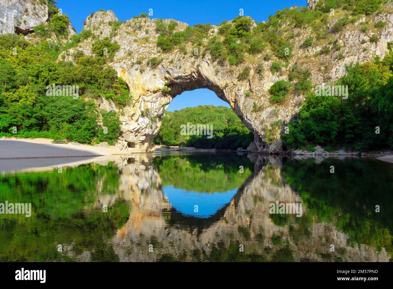 Beautiful view of famous arch at Vallon-Pont-d'Arc, Ardeche, France Stock Photo