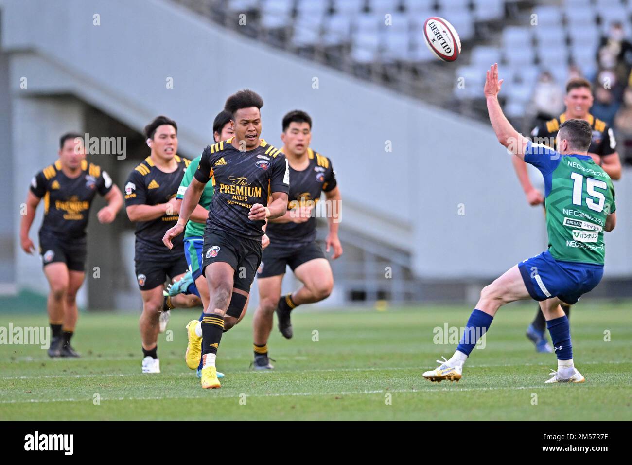 Rugby Rockets Sungoliath's Kotaro Matsushima during the 2022-23 Japan Rugby League ...