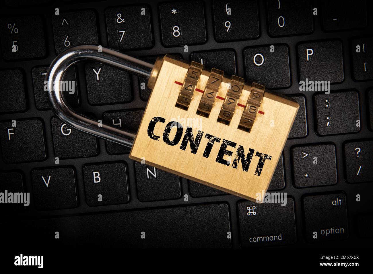 Content concept. Padlock with a code on the computer keyboard Stock ...