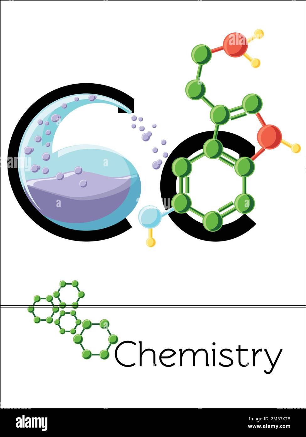 Flash card letter C is for Chemistry. Science alphabet for kids. Puzzle