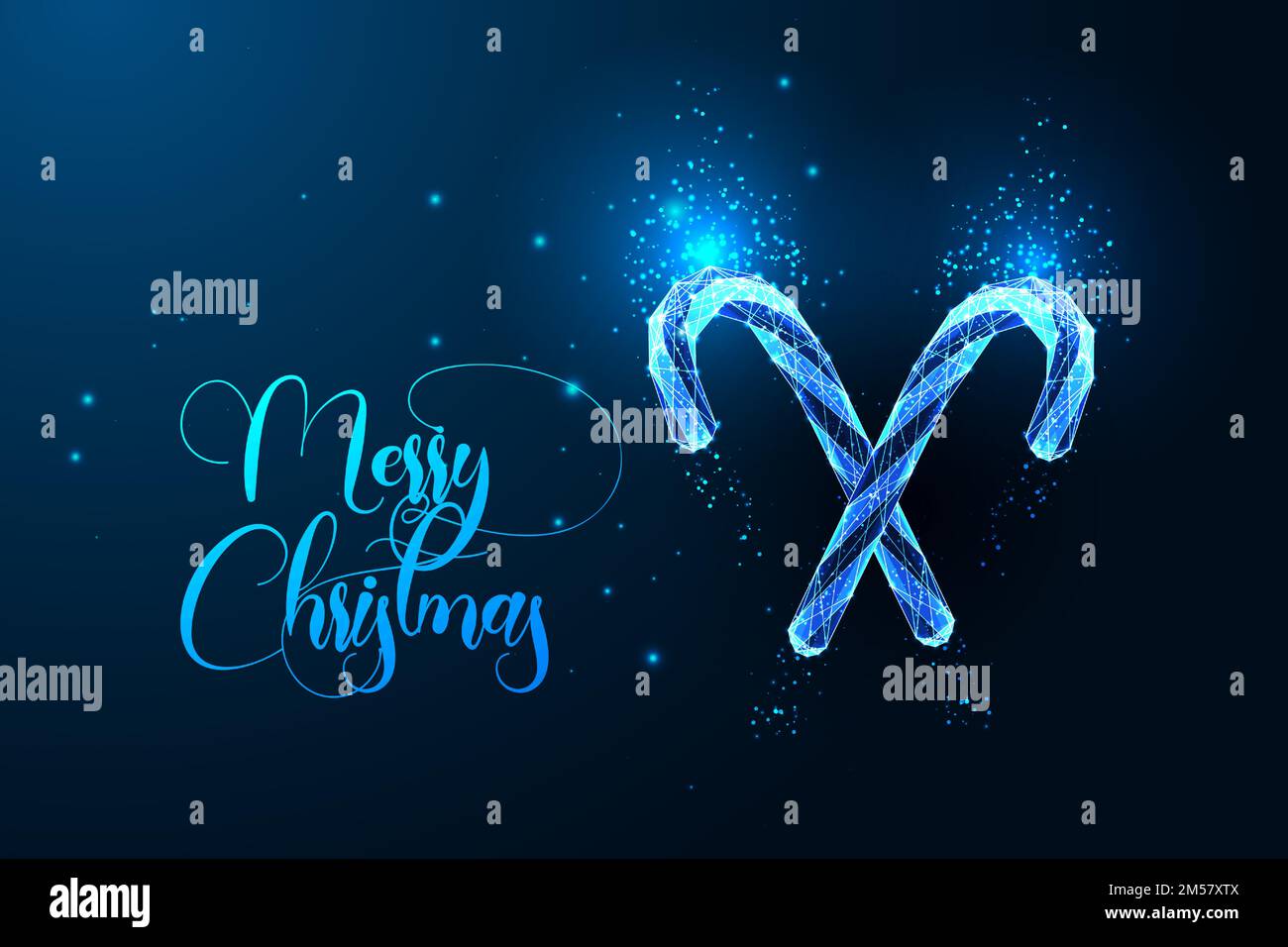 Merry Christmas digital greeting card template with two glowing candy