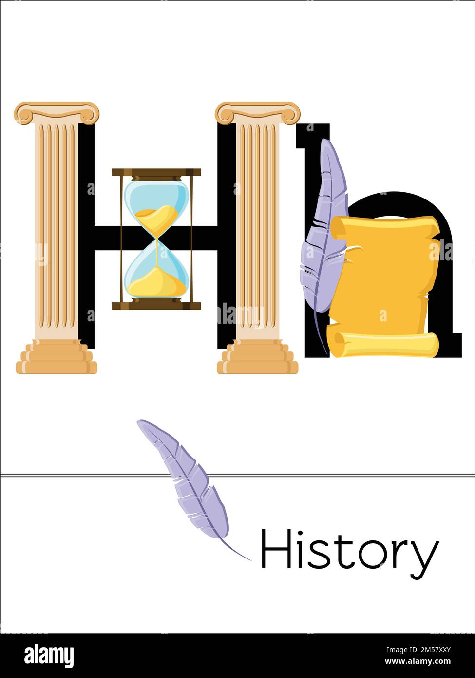 Flash card letter H is for History. Science alphabet for kids. Puzzle ...