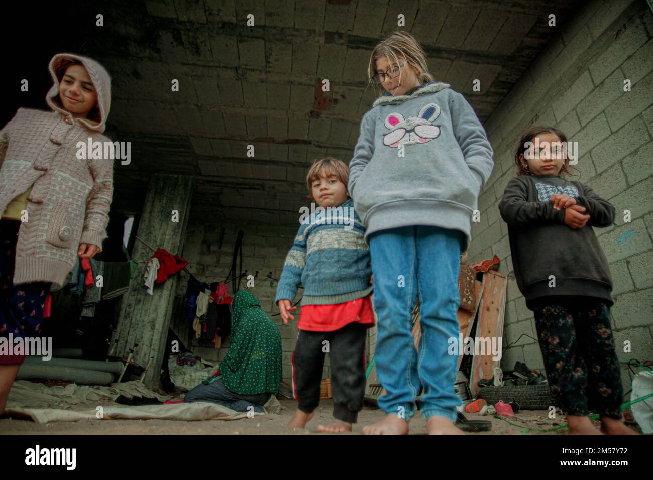 Cold Weather In Palestinian Slums of Beit Lahia, Gaza, Palestine on
