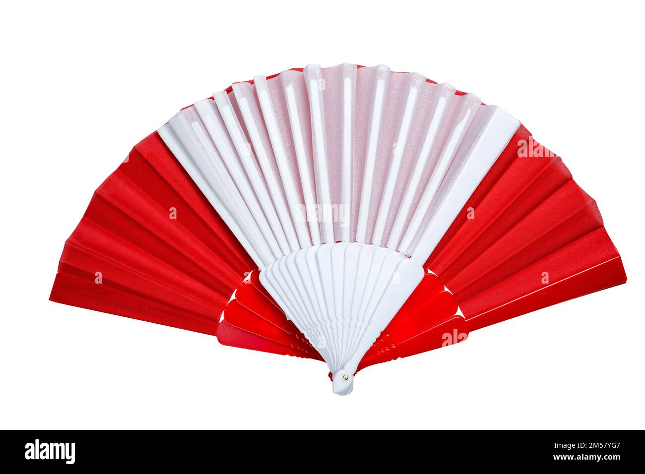 Red origami paper fans, isolated by clipping on a white background